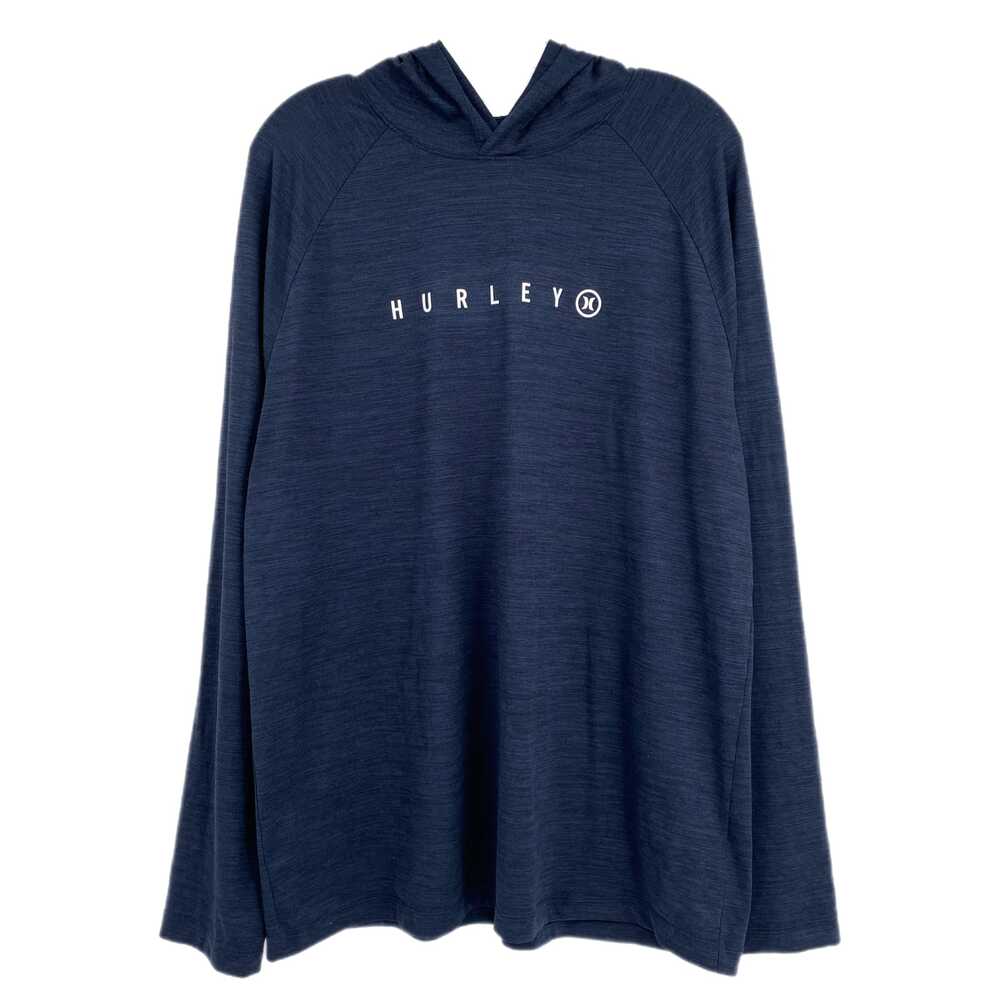 Hurley Navy Blue Hooded Long Sleeve Tee | Size XL